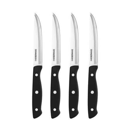 Farberware Classic 4-Piece Triple Riveted Stainless Steel Steak Knife Set with Black HandleBlack,