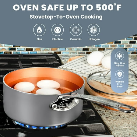 Gotham Steel Nonstick Pots and Pans 20 Pcs Set Ceramic Cookware Bakeware Kitchen Set With Frying Skillet CopperGray,