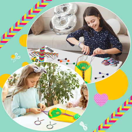 Friendship Bracelet Making Kit,Arts and Crafts for Kids Ages 8-12,DIY Bracelet Making Kit with 20 Pre-Cut Threads,Birthday Gifts for Girl Aged 6 7 8 9 10 11 12 Year Old Child Travel Activity Set