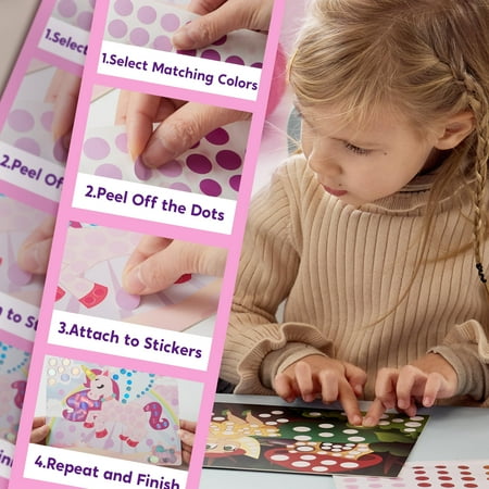 Joyfy Unicorns and Princess Dot Markers, Over 1470 Pcs Sticker Poke A Dot Book, Ages 3-5 Toddler Arts And Crafts Supplies, Birthday Gifts