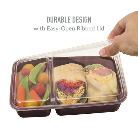 Bentgo? Prep 2-Compartment Containers - 20-Piece Meal Prep Kit with 10 Trays & 10 Custom-Fit Lids - Durable Microwave, Freezer, Dishwasher Safe Reusable BPA-Free Food Storage Containers- Blush Pink, N/A