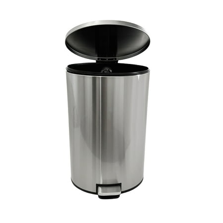 Better Homes & Gardens 10.5 Gallon Trash Can, Oval Kitchen Step Trash Can, Stainless Steel, Silver