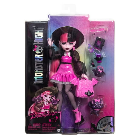 Monster High Draculaura Fashion Doll with Pet Bat-Cat Count Fabulous and Accessories