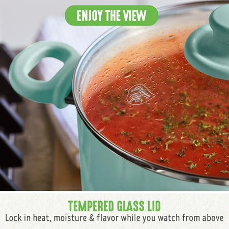 GreenLife 18-Piece Soft Grip Toxin-Free Healthy Ceramic Non-Stick Cookware Set, Turquoise, Dishwasher Safe