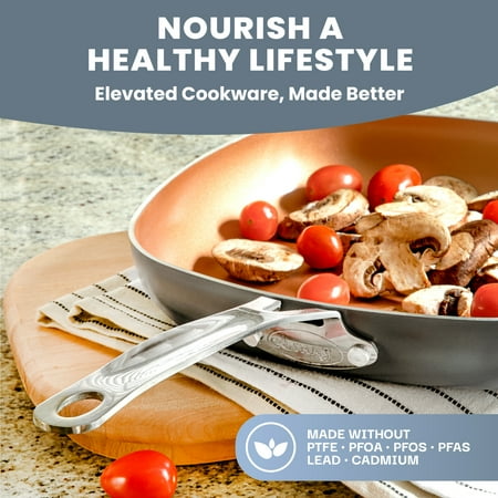 Gotham Steel Nonstick Pots and Pans 20 Pcs Set Ceramic Cookware Bakeware Kitchen Set With Frying Skillet CopperGray,