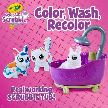 Crayola Scribble Scrubbie Pets Glam Tub, Creative Toy, Color & Wash Animal Set, Coloring Gift for Kids, One Size