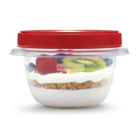 Rubbermaid TakeAlongs Twist & Seal 2.1 Cup Food Storage Containers, Red, 3 Pack