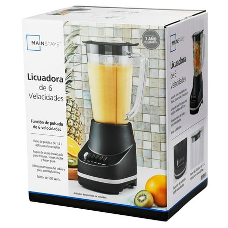 Mainstays 500 W 48 oz Jar 6-Speed Blender, Black