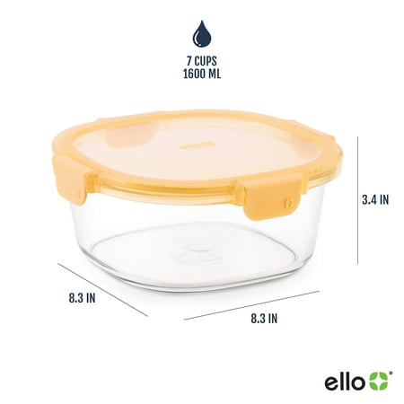 Ello Color Lock 7 Cup Round Glass Food Storage Container