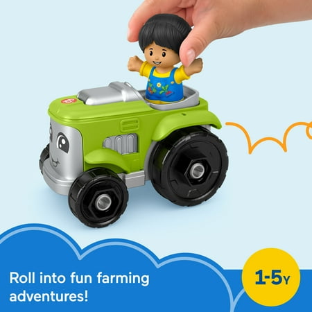 Fisher-Price Little People Farm Figure Set for Toddlers with Farmer and Tractor Toys, 2 Pieces
