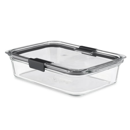 Rubbermaid Brilliance Glass Food Storage Container with Lid, BPA Free and Leak Proof, 8-Cup21X34,