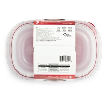 Rubbermaid Red Plastic Food Storage Container (3 Count)