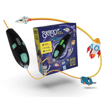 SCRIB3D Junior, 3D Pen for Kids, No Hot Parts, Includes Free Plastic Refills, Stencil Guide