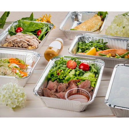 Handi-Foil Aluminum Meal Prep Storage Pan with Folded Lids 7 Count Holds up to 23.7 Fluid Ouncesaluminum, 6.56"L x 4.625"W x 1.68 "D,