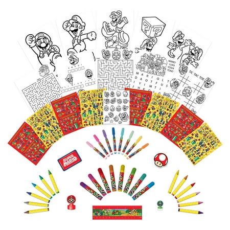 Nintendo Super Mario Deluxe Activity Art Set with Metal Carrying Case, for Boys and Girls, 500+ Pieces