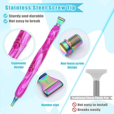 ZYNERY 25 Pcs Diamond Painting Pens Kit, 12 PCS Metal Screw Thread Tips Stainless Steel Tips with 12 Clay, Diamond Art Pens 5D Diamond Painting Tools Accessories for DIY Crafts (Gradient color)