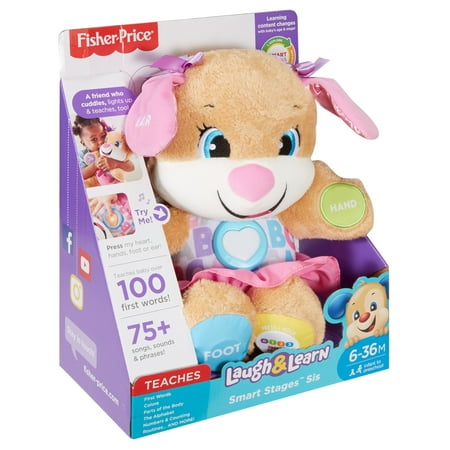 Fisher-Price Laugh & Learn Smart Stages Sis Puppy Plush Learning Toy for Baby, Infants and Toddlers, 6 months and up