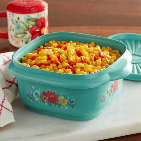 The Pioneer Woman 5 Cup Plastic Food Storage Container with Lid, Breezy Blossom, 5 Cup