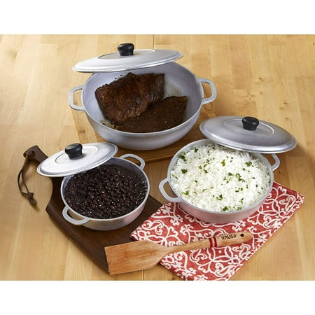 IMUSA 3Pc Colombian Cast Aluminum Caldero or Dutch Oven Set with Lid
