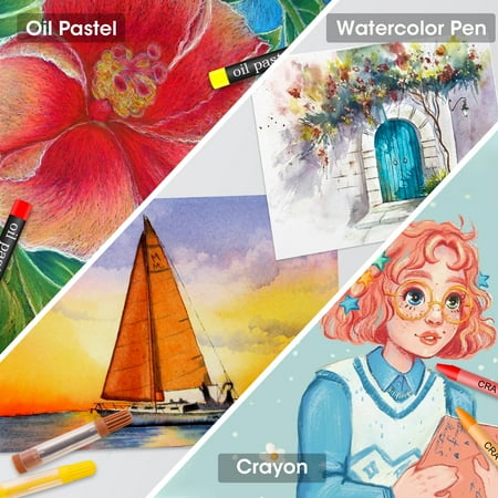 Art Supplies, 240-Piece Drawing Art kit, Gifts Art Set Case with Double Sided Trifold Easel, Includes Oil Pastels, Crayons, Colored Pencils, Watercolor Cakes, Sketch Pad (BLACK)