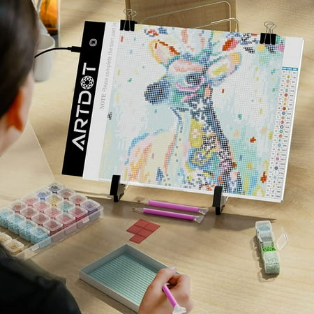 ARTDOT Acrylic LED Light Pad, A4 Size, Portable Tracing Drawing Tracer for Diamond Painting, Adjustable Brightness, 4.8W, A4 Light Pad