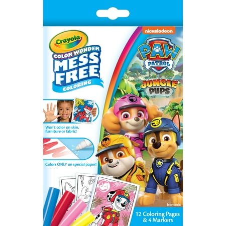 Crayola Color Wonder Paw Patrol Mini Box Set, 12 Coloring Pages & 4 Mess Free Markers, Gifts for Toddlers 3+