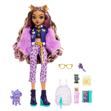 Monster High Clawdeen Wolf Fashion Doll with Pet Dog Crescent, Backpack and Other Accessories