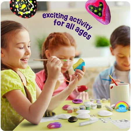 Dan&Darci Glow in the Dark Rock Painting Kit - Arts & Crafts Kits Gifts for Boys and Girls Ages 4-12