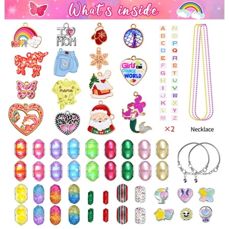 Girls Charm Bracelet Making Kit, Unicorn Birthday Christmas Gifts for Girl Age 8 9 10 11 12 Year Old Teenage Girls Toys, DIY Arts and Craft Kits for Kids Girls, Jewelry Making Kit for Preteen Girls
