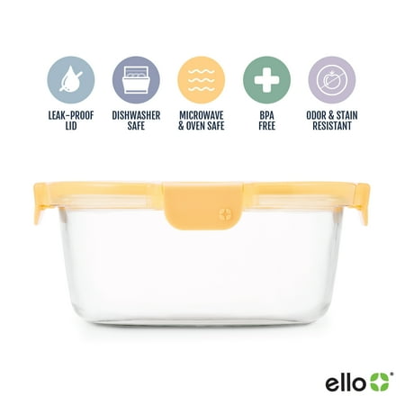 Ello Color Lock 7 Cup Round Glass Food Storage Container