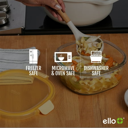 Ello Color Lock 7 Cup Round Glass Food Storage Container
