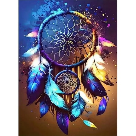 Diamond Painting Kits For Adults,DIY Colorful Dream Catcher Diamond Art Kits Paint By Numbers For Adults Beginner, 5D Full Drill Diamonds With Gem Art For Home Wall Art Decor Gift 12 X 16Inch