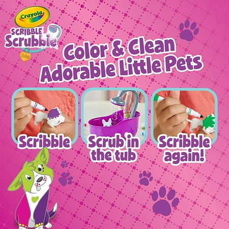 Crayola Scribble Scrubbie Pets Glam Tub, Creative Toy, Color & Wash Animal Set, Coloring Gift for Kids, One Size