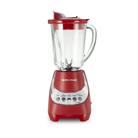Hamilton Beach Wave Action Quiet Blender, 48 oz. Glass Jar, 12 Blending Functions, Red, 53531F