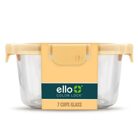 Ello Color Lock 7 Cup Round Glass Food Storage Container