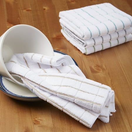 Mainstays, 4 Pack, Microfiber Stripe Kitchen Towels, White