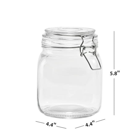 Mainstays Glass 38 oz Lock Lid Storage Jar Canister