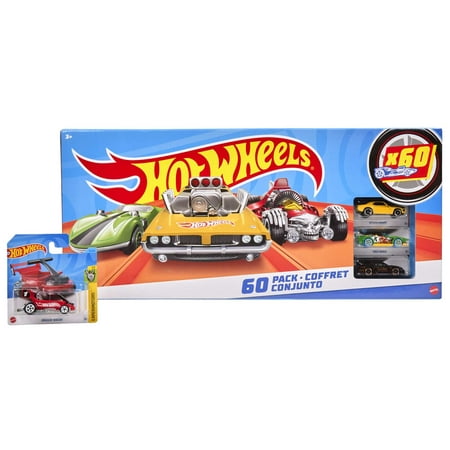 Hot Wheels Set of 60 Vehicles, Collectible Vehicles, 1:64 Scale Toy Cars or Trucks (Styles May Vary)