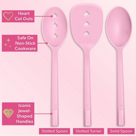 Paris Hilton 12 Piece Knife and Kitchen Utensil Set with Caddy, Pink