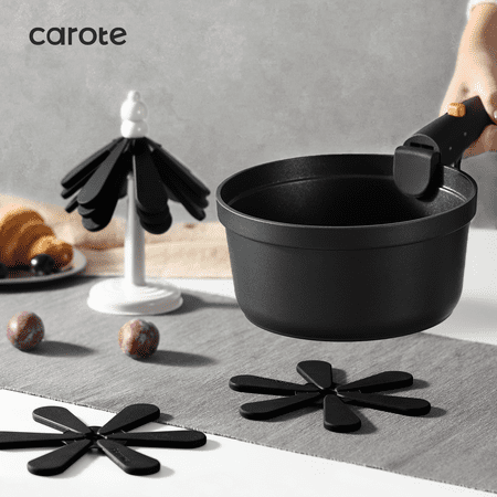 Carote Nonstick Cookware Sets, 19 Pcs Non Stick Pots and Pans Set with Removable Handle, BlackBlack, 20pcs,