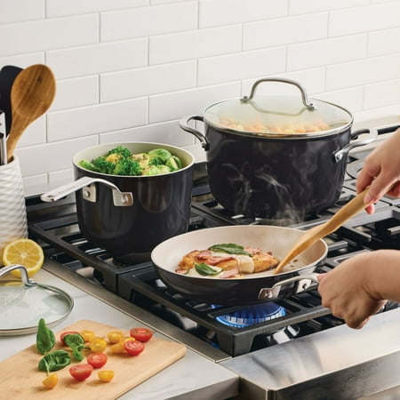 KitchenAid Ceramic Forged Aluminum Nonstick Cookware Set, 10 Piece, Onyx Black