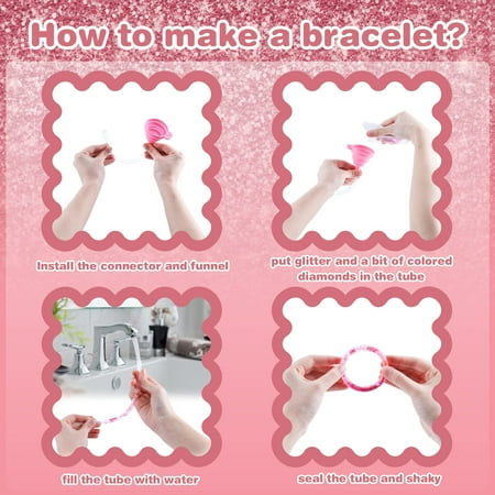 Dikence Bracelet Making Craft for 4 5 6 7 8 Year Old Girls Liquid Glitter Jewellery Making Kit for 5 6 7 8 9 10 11 12 Girl Kid Craft Kits Girl Toy Age 6-8 Arts and Crafts for Kids