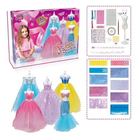 Adofi Fashion Designer Kit for Girls with 5 Mannequins, Sewing Kit for Girls Aged 6-12, Creativity DIY Arts & Crafts Kit for Kids, Girl Toys for Age 6 7 8 9 10 11 12 Year Old Gifts