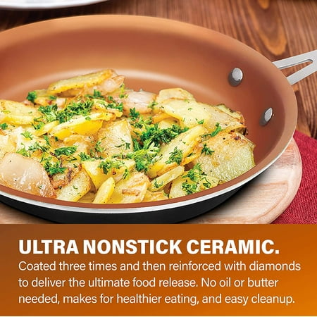 Gotham Steel Nonstick Pots and Pans 12 Piece Set Ceramic Cookware Kitchen Set, With Frying Skillet, Saucepan, Lids | Gray