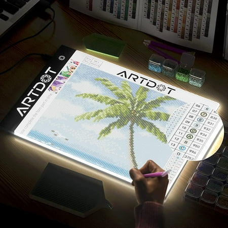 ARTDOT Acrylic LED Light Pad, A4 Size, Portable Tracing Drawing Tracer for Diamond Painting, Adjustable Brightness, 4.8W, A4 Light Pad