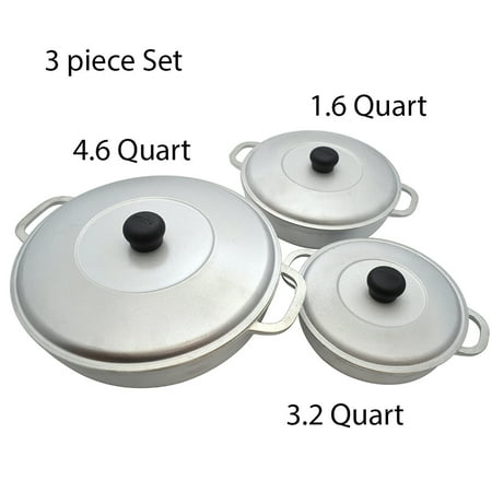 IMUSA 3Pc Colombian Cast Aluminum Caldero or Dutch Oven Set with Lid