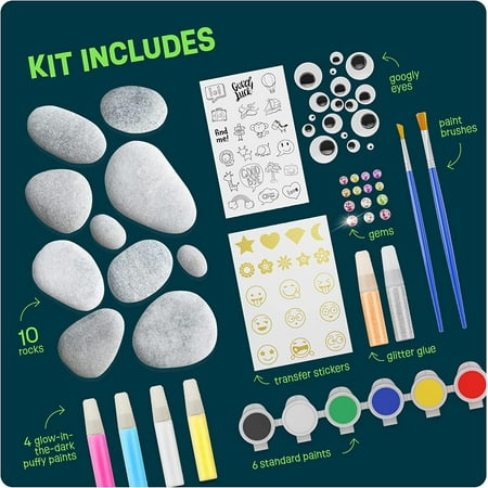 Dan&Darci Glow in the Dark Rock Painting Kit - Arts & Crafts Kits Gifts for Boys and Girls Ages 4-12