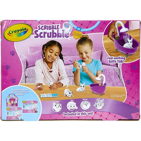 Crayola Scribble Scrubbie Pets Glam Tub, Creative Toy, Color & Wash Animal Set, Coloring Gift for Kids, One Size