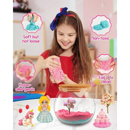 D-FantiX Unicorn Princess Toys Terrarium Kit, Led Night Light Birthday for Little Girls, DIY Arts and Crafts Science Kit for Kids Age 3 4 5 6 7 8-12 Year Old