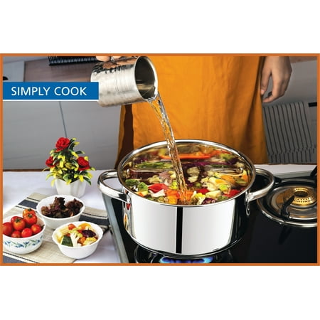 Mainstays Stainless Steel 5-Quart Dutch Oven with Glass Lid, Riveted Handles